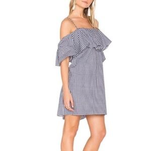 Amanda Uprichard Marise Dress Navy Blue Gingham